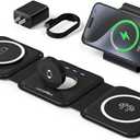 UCOMX 3 in 1 Charging Station for Multple Devices,Foldable 3 in 1 Wireless Charger for Travel,Nano Wireless Charging Station for iPhone16 15 14 13 12 Pro Max/Watch 10 9 8 7 6 5 4 3 Ultra/AirPod Pro (Black)
