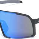 maivnz Baseball Sunglasses for Men Women UV400 Protection Sports Glasses for Cycling Running Softball Sunglasses (Black Frame Blue Revo)