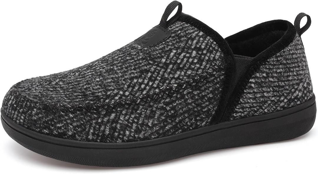 LeIsfIt Men's Slippers Wide Memory Foam House Shoes Moccasin Slip-On Cozy Loafer Slippers for Indoor & Outdoor