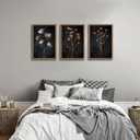 3 Pcs Moody Dried Flower Canvas Wall Art For Bedroom Dark Vintage Floral Framed Wall Art Rustic Aesthetic Botanical Art Prints for Living Room Bathroom 12x16 inch Ready to Hang