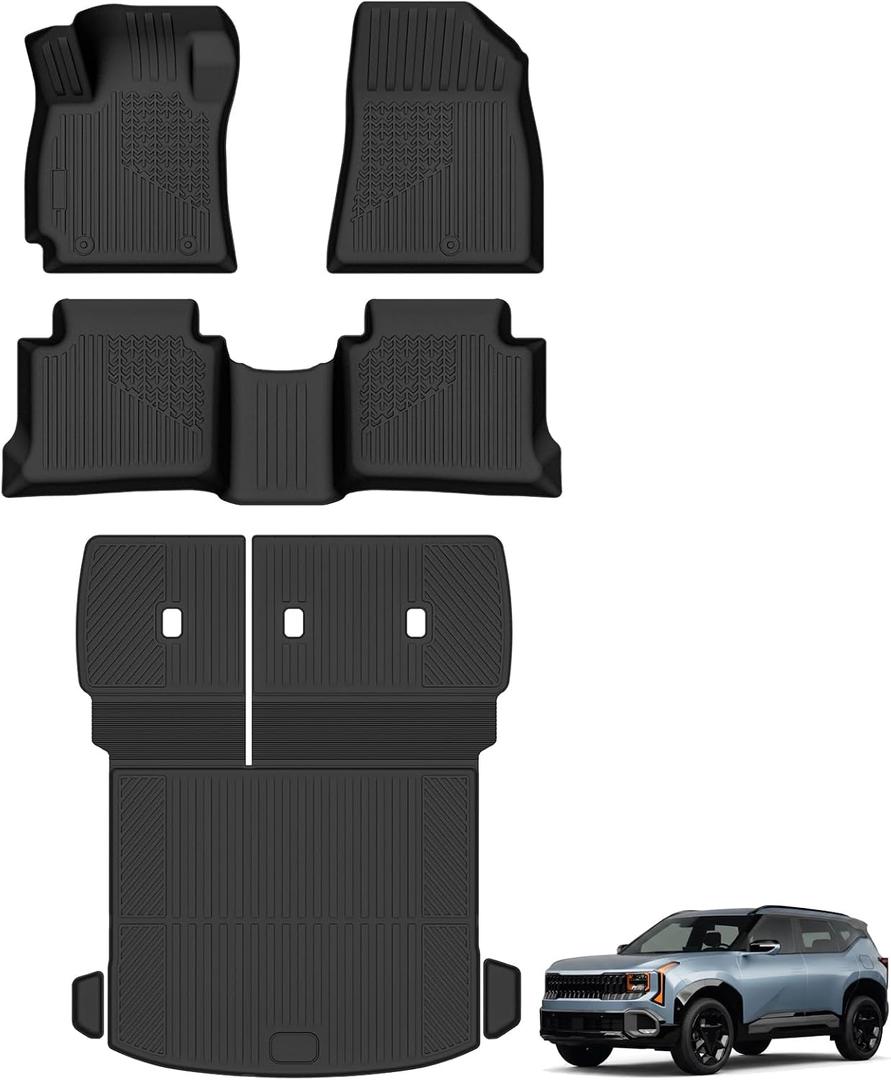 Floor Mats for 2027 Kia Seltos, TPE Cargo & Seat Back Liners
Custom-fit TPE set with 1st/2nd row mats, cargo liner and split-folding seat back protectors for all-weather protection