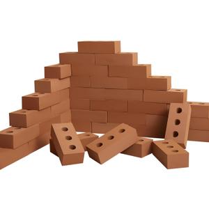 Deekin 40 Pcs Foam Brick Building Blocks for Kids Thick Blocks Foam Large Fake Brick Construction Toy for Stacking Construction, 8 x 4 x 2.4 in (Circle Holes)