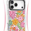 for iPhone 17 Pro Max Case Cute - Military-Grade 20 ft Drop Protection Shockproof Phone Case - Funny Passion Flower Design (6.9") Glitter Clear