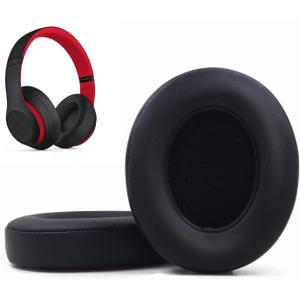 Replacement Ear Pads Cushions Compatible with Beats Studio 3.0/2.0, Headphone Ear Covers with High Density Memory Foam, Soft Leather, Adaptive Beats Noise Cancelling Headphones Replacement Earpads (Black)