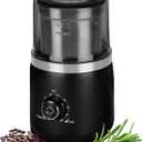 Electric Coffee Grinder with Silent Grinding Blades & Timer Knob to Adjustable Coarse to Fine, Espresso Grinder with Removable Stainless Steel Bowl for Coffee Bean, Herb, Spices, Seeds (Black)