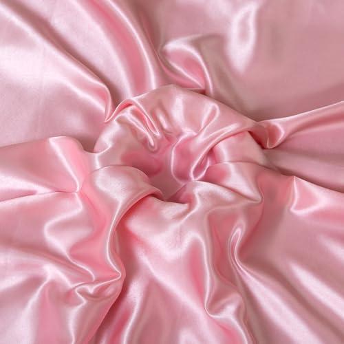 Satin Fabric by The Yard, 60 Inch Wide, Soft Charmeuse Silk Satin Fabrics for Sewing,Wedding Dress,DIY Craftings, Costumes,Draping,Table Runner,Cloth Napkins (Pink, 1Yard)