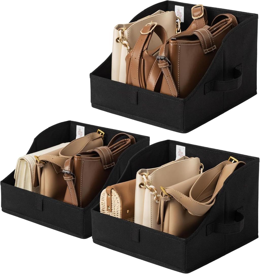 GRANNY SAYS Closet Organizer Bins, Trapezoid Storage Bin, Storage Baskets for Shelves, Collapsible Clothes Organizers and Storage, Baskets for Organizing, Black, 3-Pack (11 "L x 11 "W x 7 "H)