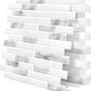 Thick Peel and Stick Backsplash Tile Self Adhesive Wall Tiles Marble for Kitchen 12"x12" (10-Sheet,Grey White)