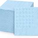 Resurhang 100 Pack Baby Shower Napkins for Boy 5" x 5" Embossed Footprints 2-ply Blue Disposable Paper Cocktail Napkin for Baby Shower Gender Reveal Party Pregnancy Announcement Beverage Table Decor
