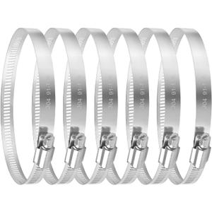 MIAHART 4 inch Hose Clamp Adjustable 304 Stainless Steel Duct Clamps 6 Pack Worm Gear Adjustable 91mm-114mm Pipe Clamp Worm Drive Clamp for Automotive Mechanical Agriculture