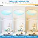 20 Inch Flush Mount Ceiling Light Fixture,43W Dimmable Ceiling Light with Remote, 3000K/4500K/6000K Adjustable White Ceiling Lights, Blue Sky LED Round Flat Panel Light for Kitchen, Bedroom
