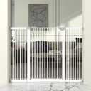 41" Extra Tall Cat Gate for Doorway, 49.2-54.7 Metal Pet Baby Safe Gate, Extra Wide Pressure Mounted Child Door with Expansion Kit, No Drilling No Climb Cat Fence Indoor, Tall Dog Gate, White