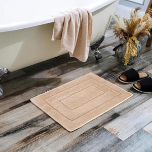 GRANNY SAYS Bathroom Rugs Non Slip, 16" x 24", Bath Rugs for Bathroom Washable, Bath Mats for Floor, Microfiber Bath Mat for Tub, Absorbent Bath Rugs for Shower Room, Khaki