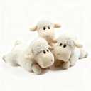 Tiny Heart Lamb Stuffed Animal Sheep Plush Toy 3 Pcs Cute Super Soft Nursery Home Decor Bedroom Small Gift for Kids Boys and Girls Companions White Prone Position