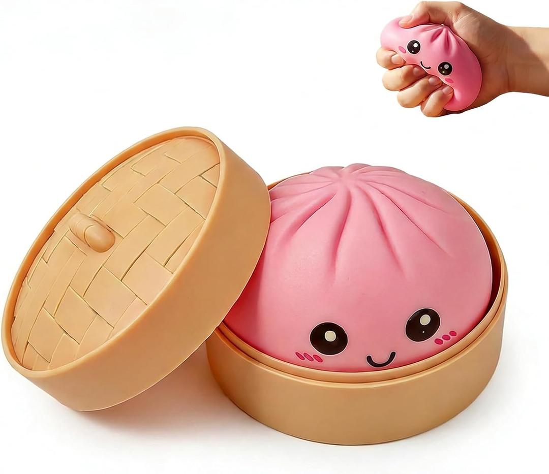 Dumpling Squishy Toy – Soft Sensory Stress Relief Fidget Toy, Slow Rising Decompression Squeeze Toy for Desk Relaxation & Everyday Stress Relief (Pink)