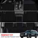 Floor Mats for The New 2026 Hyundai Palisade Hybrid 7&8 Seats (Not Fit Gas),TPE All Weather Protection Car Mats Floor Liners Automotive Accessories,Black