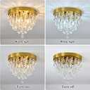YYJLX Crystal Flush Mount Ceiling Light Modern Crystal Chandelier Gold 4-Light Fixture for Hallway Bedroom Entryway Bathroom Closet