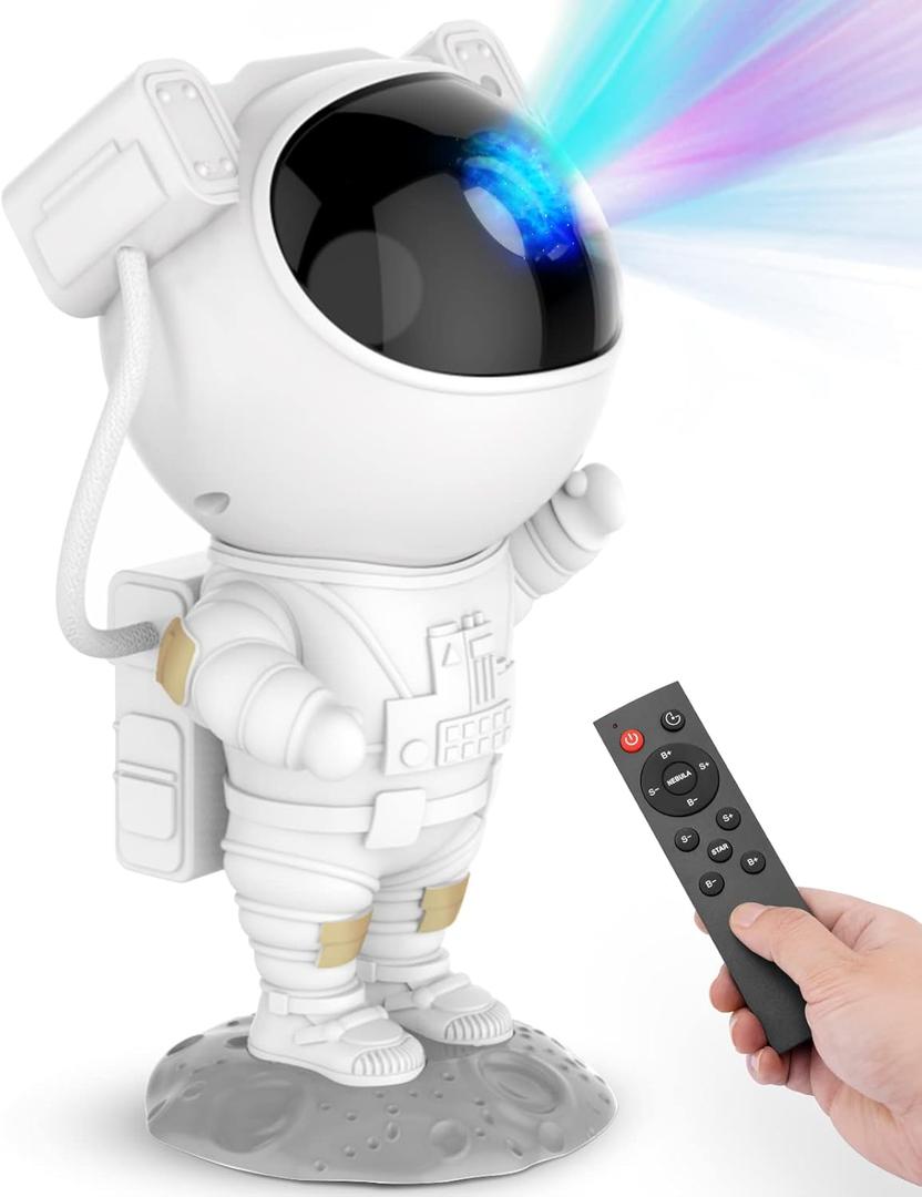 Star Projector Galaxy Night Light - Astronaut Space Projector, Starry Nebula Ceiling LED Lamp with Timer and Remote, Kids Room Decor Aesthetic, for Christmas & Birthdays (White)