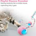 2Packs Interactive Cat Toys for Indoor Cats, Interactive Cat Ball Toy with Elastic Mesh Tail, Automatic Cat/Kitten Toys with Chirping & Motion Activate, Cat Toys for Bored Indoor (Pink+Yellow)