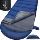 Sportneer 0 Degree Sleeping Bag for Cold Weather, Crystal Velvet Lined Winter Camping Sleeping Bag for Big & Tall Adults, 23F59F Rated, 90.5" x 35.4", 6.6 lbs, Detachable Hood, Compression Sack