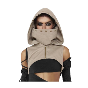 L'VOW Black Steampunk Rogue Cowl Hat Medieval Gothic Hooded Cape for Halloween Unisex Cosplay Costume Dress Up Daily Wear, One Size