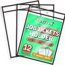 TOTiyea 12 Pack Oversized Job Ticket Holder-Shop Holder-Both Sides Clear, Heavy Duty, Perfect for Workspaces in Shops, Offices, or Classrooms, Black