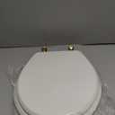 Mayfair Bennett Toilet Seat with Brushed Gold Hinges, Slow Close Wood Seat, Secure Metal Hinges, Easy Install, Made in USA, Elongated, White