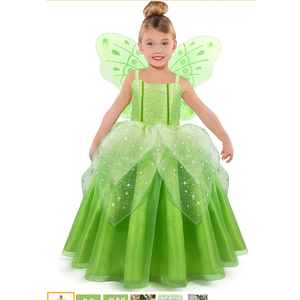 Princess Tinker Bell Halloween Costume for Girls, Birthday Party Fairy Dress Up, Special Occasion Dress with Wings 140