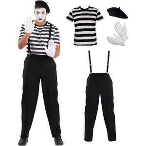 fun shack Mime Costume for Men, X-Large, Polyester, Halloween (Black)