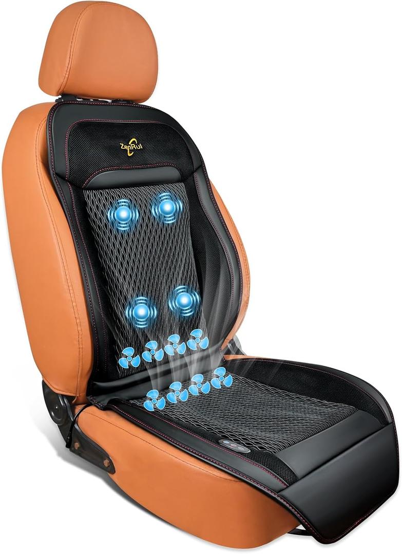 Cooling Car Seat Cover Front Seat with Massage, 12V-24V Ventilated Car Seat Covers with 8 Fans,All Season Truck seat Covers Universal Fit for Car Truck SUV