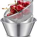 Baderke 2 Pcs Mini Colander & Food Strainer 304 Stainless Steel Small Mixing Colanders Bowl Rice Strainer for Kitchen Cooking Fruit Washing Vegetable(5.51 x 2.36 Inches,Silvery)