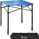 VILLEY Folding Camping Square Table with Carry Bag, Lightweight Aluminum Adjustable Square Table for Outdoor, Camping, Picnic, Backyards, BBQ, Large