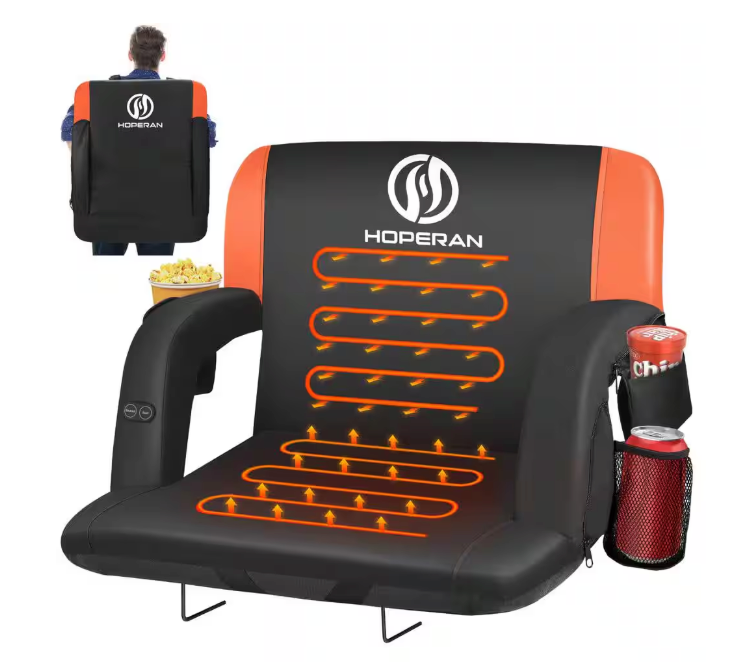 HOPERAN  Outdoor Orange 21 in.W Heated Stadium Seats for Bleachers with Backs and Cushion Wide 