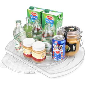 FIRJOY Lazy Susan Turntable for Refrigerator, Square Turntable Organizer for Fridge Cabinet, Pantry, Countertop (15.3" x 11.1" Rectangle 1 Pack - Clear)