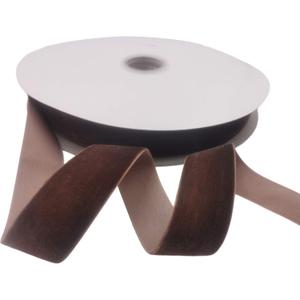 Nylon Velvet Ribbon Single Faced,1 Inch X 25Yards Spool (Brown)