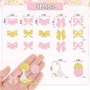 JarThenaAMCS 500Pcs Pink Bow Silly Goose Confetti 18 Designs Glitter Coquette Farm Animal Theme Paper Table Confetti Scatters for Girls Birthday Bridal Baby Shower Party Decor