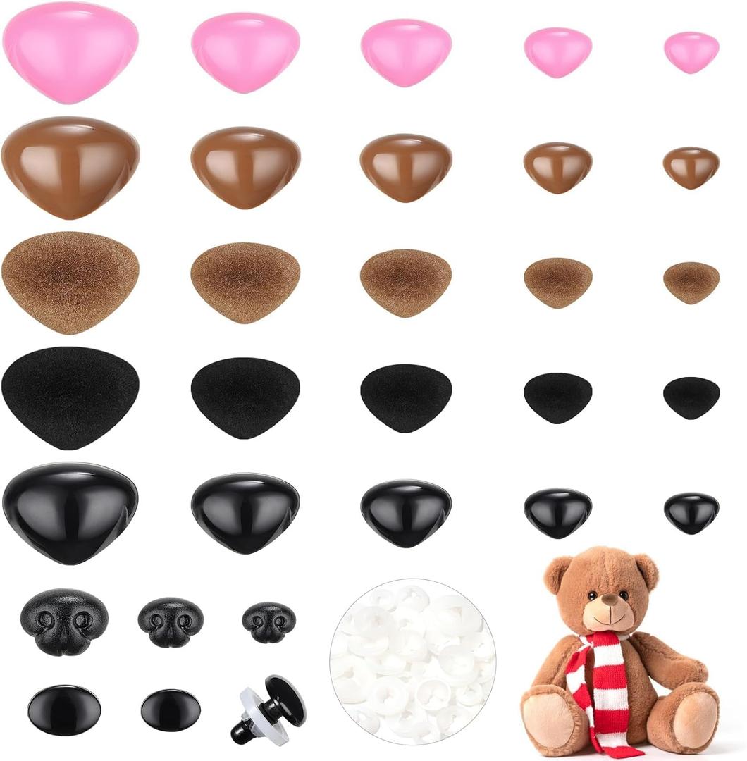 MUCUNNIA 108pcs 15-30mm Upgraded Safety Noses for Crochet Animals with Washers Safety Noses for Amigurumi Safety Noses for Stuffed Animals Stuffed Bear Teddy Bear and Plush Animals Christmas (triangle+oval+dog)