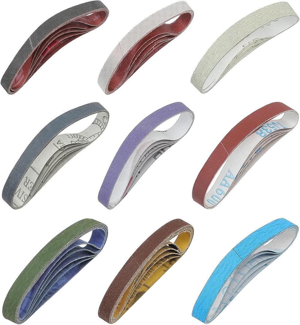 45 Pcs 1/2" x 12" Replacement Sharpening Belt Kit for Official Work Sharp Knife & Tool Sharpener (WSKTS & WSKTS-KT/Mk.1 & Mk.2) - 80/120/240/400/600/800/1000/2500/5000 Grits