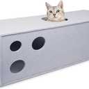 PETKARAY Cat Tunnel, Original Cat Hideaway Cave for Indoor Cats, Large Kitten Play Tubes and Tunnels, Soft Felt Cat Toy with Interactive Peek Hole Grey Straight