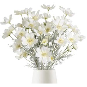 6PCS Cosmos Silk Flowers 24''Fake Wild Flowers Artificial Flowers Arrangement for Wedding Party Kitchens Home Decoration(White)