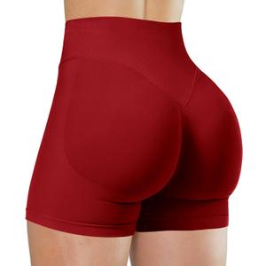 Unthewe Womens Workout Seamless Scrunch Butt Lifting Shorts High Waisted Tummy Control Gym Yoga Shorts(U516-Scarlett Red-M)