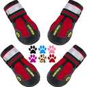 QUMY Dog Shoes for Large Dogs, Medium Dog Boots & Paw Protectors for Winter Snowy Day, Summer Hot Pavement, Water-Resistant in Rainy Weather, Outdoor Walking, Indoor Hardfloors Skid-Resistant Sole, 74-88 lbs