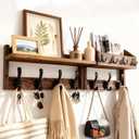 29" Wooden Wall Mounted Coat Rack with Shelf- 4-in-1 Entryway Organizer with 11 Hooks (7 Coat Hooks + 4 Key Hooks), Mail Holder & Display Shelf for Living Room, Bedroom