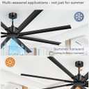 ZMISHIBO 96 Inch Industrial DC Motor Ceiling Fan, Large Ceiling Fan with 8 Reversible Blades, 3 Downrods, 6-Speed Remote Control, Home or Commercial Ceiling Fans for Porch/Garage/Shop, Black