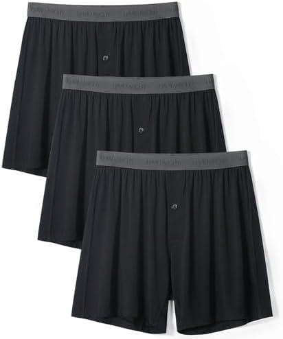 DAVID ARCHY Mens Underwear Bamboo Rayon Boxers for Men Breathable and Cool Men's Boxer Shorts with Button Fly 3 or 5 Pack L DAVID ARCHY Mens Underwear Bamboo Rayon Boxers for Men Breathable and Cool Men's Boxer Shorts with Button Fly 3 or 5 Pack L