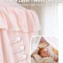 little dove Bed Canopy with Star Lights, Double Layer Canopy for Bed, Princess Play Tent for Girls Room, Breathable Bed Curtain for Children Reading Nook, Machine Washable, 25.6''x106'', Pink