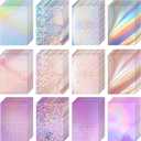 Kosiz 100 Sheets Metallic Holographic Card Stock Shiny Glitter Cardstock Iridescent Mirror Paper 8.5 x 11'' 250 GSM Thick Mixed Color Foil Paper for Scrapbook Letter Poster Craft(Colorful)