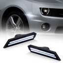 D-Lumina LED Front Side Marker Lights Smoked Lens for Chevy Camaro 2010 2011 2012 2013 2014 2015, 5th Gen Camaro Front Bumper LED Sidemarker White, Pack of 2