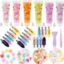 Taginke 6 Colors (15ml Each) Cream Glue Set DIY Hairpin Kit, 6 Pcs Decoden Cream with 20 Pcs Hairpins with 40pcs Slime Charms Resin with 1 Pack Tool with 6 Plastic Mouths (Flower)