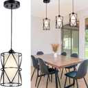 Matte Black Pendant Lights, Modern Pendant Lights Kitchen Island, Kitchen Island Lighting with Frosted Glass, Cylindrical Pendant Light Fixtures, Island Lights for Kitchen, Foyer (5.4'' x 7.9'', 1Light)